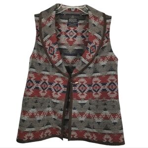 Pendleton Woolen Mills Southwest Aztec Vest Wool Geometric Suede Mens Size Small